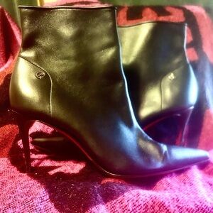 Christian Louboutin Black Leather Ankle Booties – Authentic – Red Bottoms